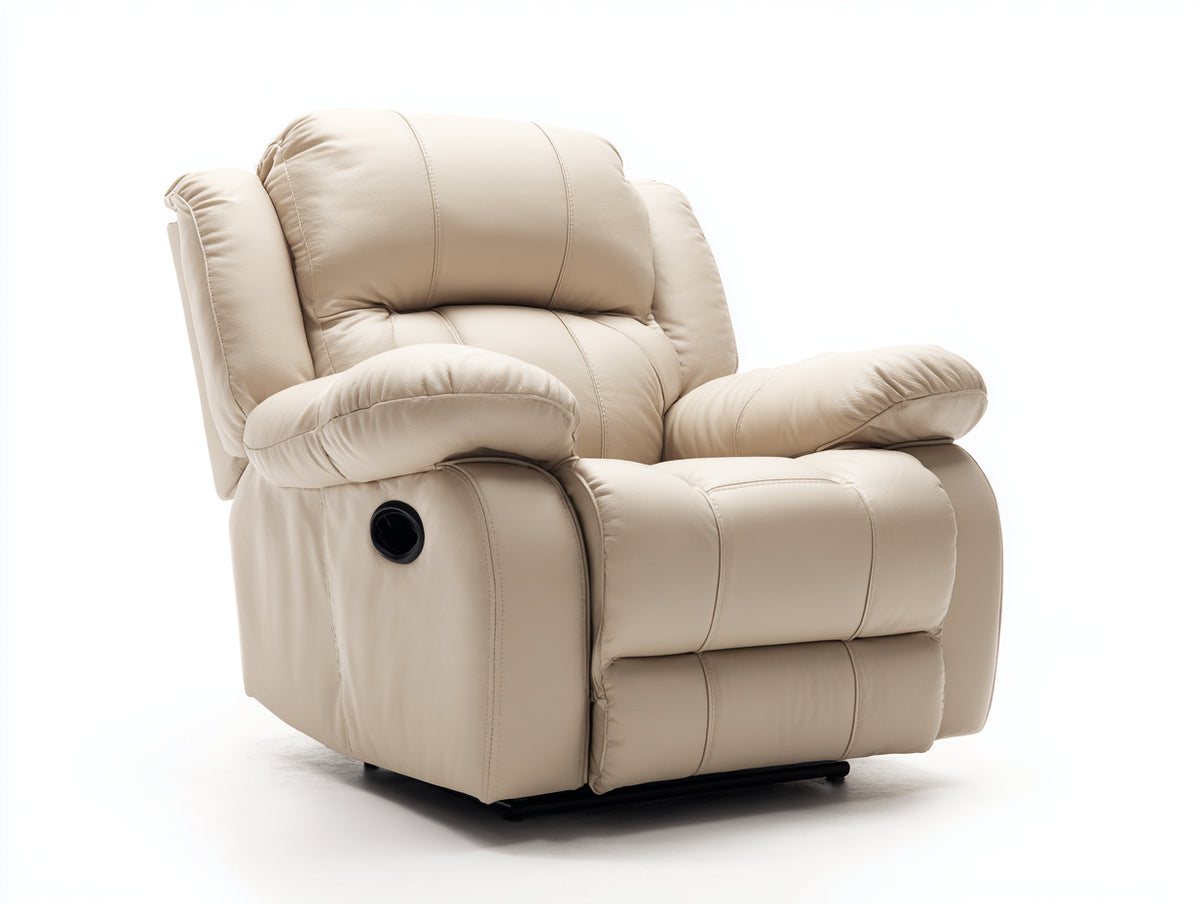 Sillones reclinables tapizado 98 x 94 x 105 cm - beige - diseño acolchado con reposapiés extensible