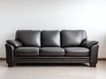 Sofás 3 plazas tapizados en cuero sintético 225x92x88 cm - marrón oscuro - diseño clásico con reposabrazos acolchados para salón