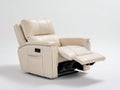 Sillones reclinables tapizado 99 x 95 x 106 cm - beige - diseño acolchado con reposapiés extensible y bolsillo lateral