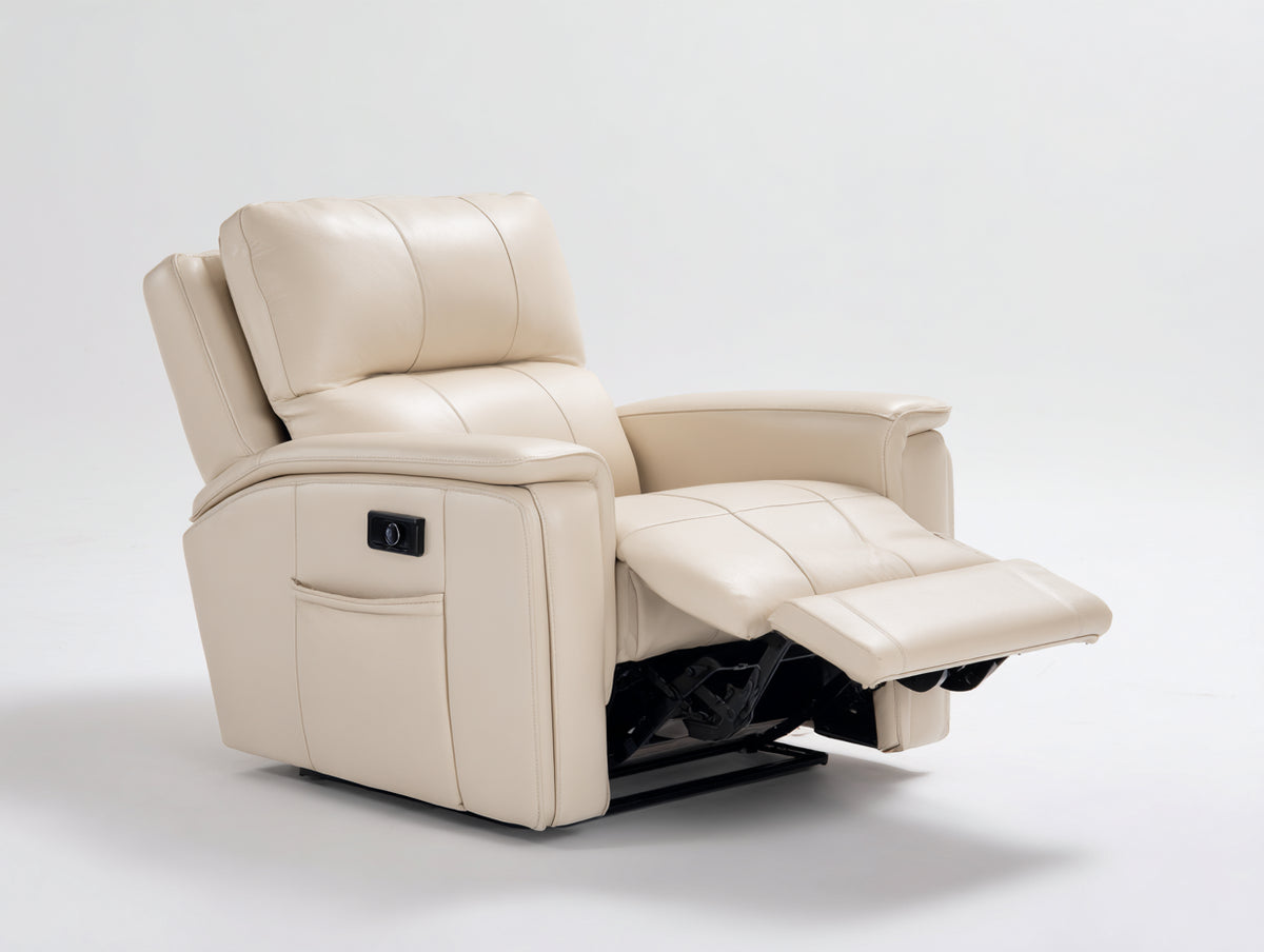 Sillones reclinables tapizado 99 x 95 x 106 cm - beige - diseño acolchado con reposapiés extensible y bolsillo lateral
