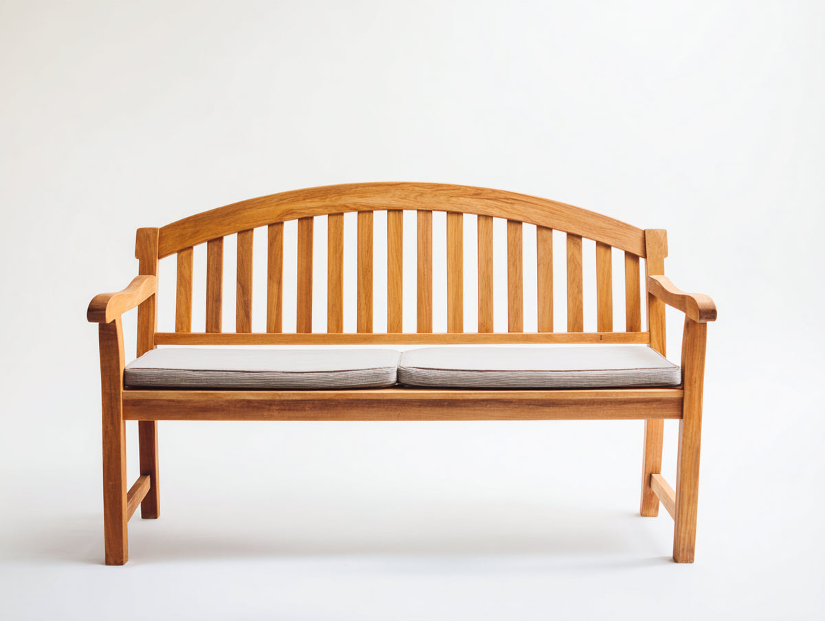 Banco de jardín de madera 180x60x90 cm color marrón con asiento acolchado para exterior estilo clásico