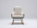 Mecedoras tapizada de tela 74 x 86 x 97 cm - beige y madera natural - diseño moderno con respaldo alto y base de balanceo