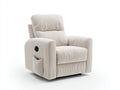Sillones reclinables tapizados en pana 94x98x108 cm - beige - respaldo acolchado con control lateral y bolsillo