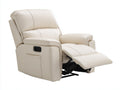 Sillones reclinables tapizados en cuero sintético 100x98x107 cm - beige claro - reposapiés extensible con control lateral para salón