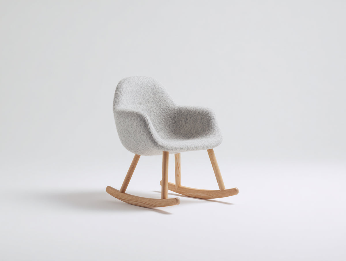 Mecedoras tapizadas de tela bouclé y madera 66x78x82 cm - gris claro-roble natural - diseño compacto con reposabrazos para salón