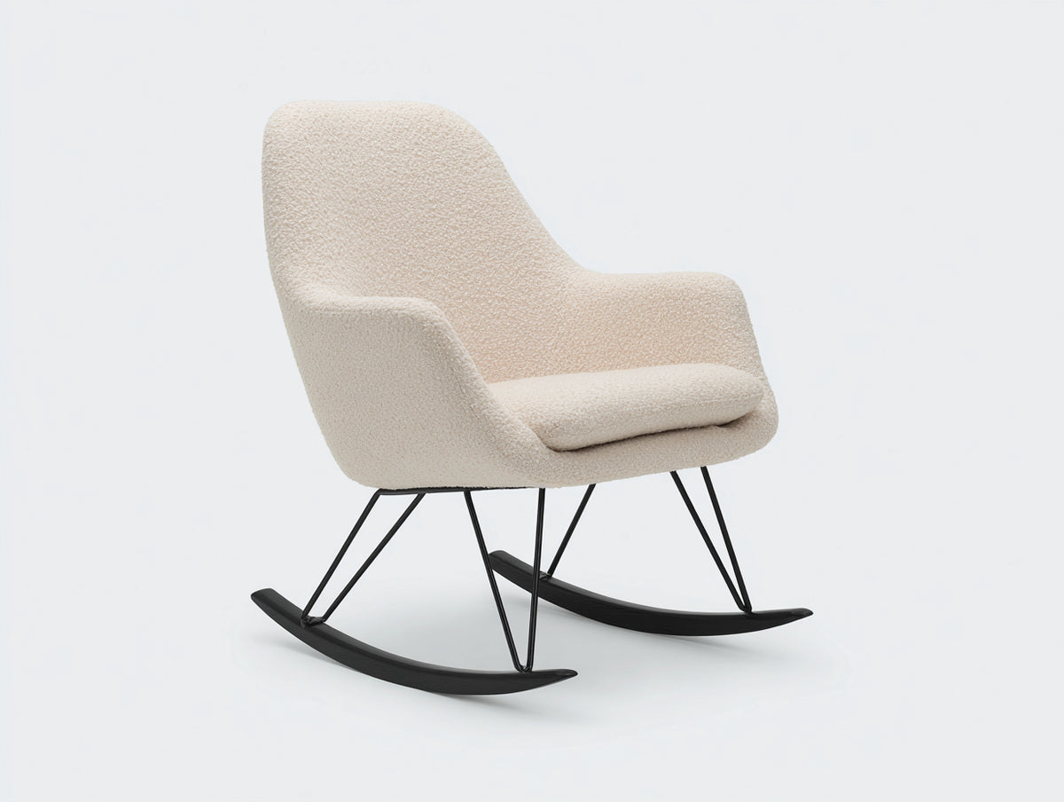 Mecedoras tapizadas 75 x 90 x 100 cm - beige y negro - diseño moderno con respaldo alto y base curva