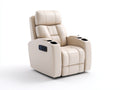 Sillones reclinables tapizados en cuero sintético 100x102x112 cm - beige - con control lateral y portavasos