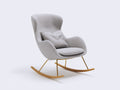 Mecedoras tapizada de tela 78 x 92 x 101 cm - gris claro y madera natural - diseño envolvente con base de balanceo
