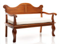 Bancos de jardín de madera 150x60x90 cm color marrón con asiento acolchado blanco para exterior estilo clásico