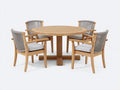 Conjuntos de comedor de jardín de madera 140 x 140 x 75 cm - madera natural y gris - mesa redonda con 4 sillones