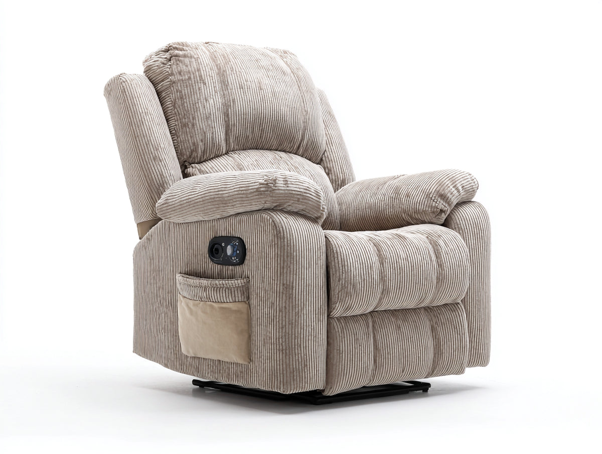 Sillones reclinables tapizados en pana 98x96x105 cm - beige - respaldo acolchado con control lateral para salón