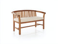 Bancos de jardín de madera 130 x 60 x 85 cm - marrón natural y beige - diseño curvo con asiento acolchado