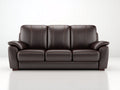 Sofás 3 plazas tapizado efecto piel 215 x 94 x 96 cm - marrón oscuro - diseño clásico con respaldo acolchado y brazos anchos