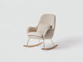 Mecedoras tapizada de tela 76 x 88 x 98 cm - beige y madera natural - diseño moderno con respaldo alto y base de balanceo
